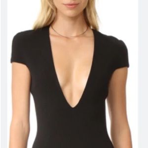 Rehab Black V Neck Bodysuit NWT